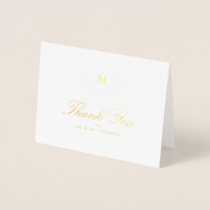 Tarjeta Con Relieve Metalizado Boda de flores de cosecha, agradecimiento