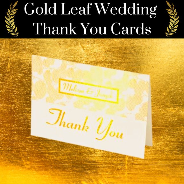 Tarjeta Con Relieve Metalizado Boda De Foliage De Hoja De Oro Gracias (Elegant Gold Leaf Wedding Thank You Cards)