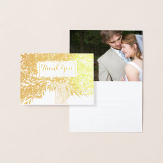 Tarjeta Con Relieve Metalizado Boda de fotografía Iniciales árbol gracias
