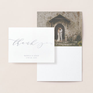 Tarjeta Con Relieve Metalizado Boda de guiones modernos y sencillos Gracias