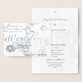 Tarjeta Con Relieve Metalizado Boda de Relieve metalizado plateado floral Ceremon