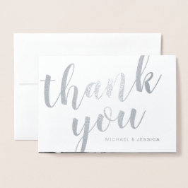 Tarjeta Con Relieve Metalizado Boda de Relieve metalizado plateado Gracias con fo