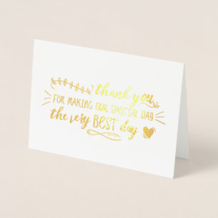 Tarjeta Con Relieve Metalizado Boda encantador Gracias