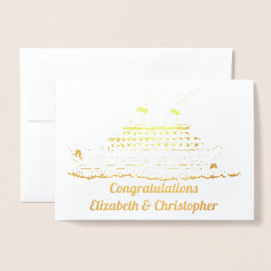 Tarjeta Con Relieve Metalizado Boda Felicitaciones Barco de crucero fluido