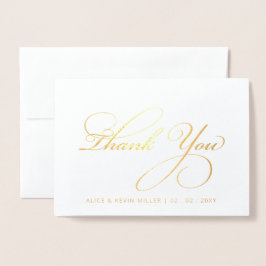 Tarjeta Con Relieve Metalizado Boda fotográfico de guiones simples Gracias