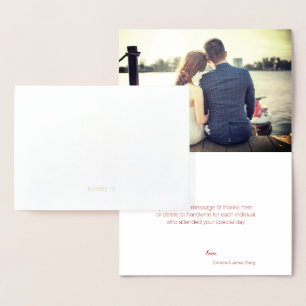 Tarjeta Con Relieve Metalizado Boda Gold Double Happiness Photo Gracias