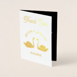 Tarjeta Con Relieve Metalizado Boda gótico besando a Personalizado de cisnes negr