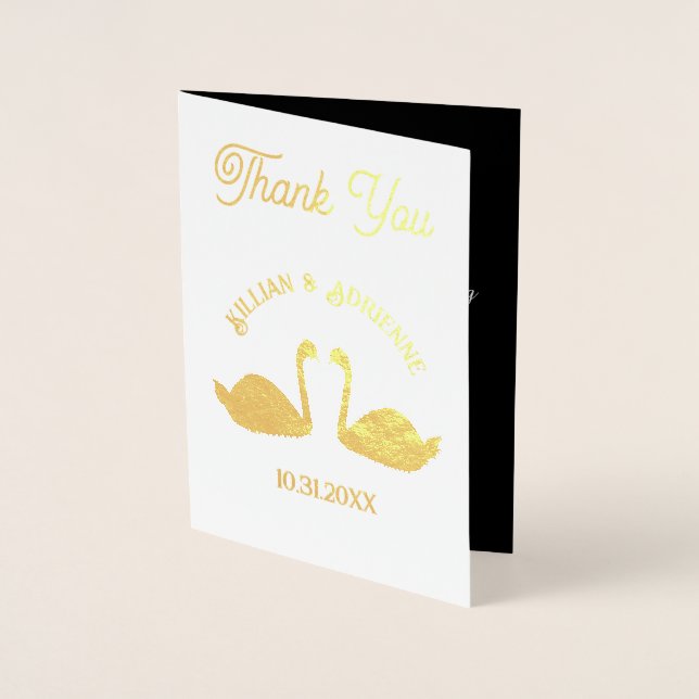 Tarjeta Con Relieve Metalizado Boda gótico besando a Personalizado de cisnes negr (Anverso)