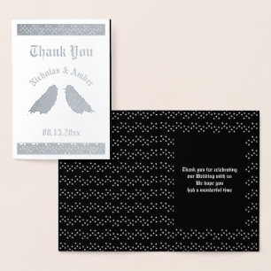 Tarjeta Con Relieve Metalizado Boda gótico Kissing Ravens Personalizado