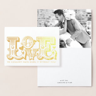Tarjeta Con Relieve Metalizado BODA LOVE fotografía tipografía vintage recién cas