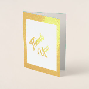 Tarjeta Con Relieve Metalizado Boda Moderna Agradecimiento Oro Real