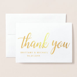 Tarjeta Con Relieve Metalizado Boda moderno Gracias Pareja Foto BT Gold