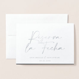 Tarjeta Con Relieve Metalizado Boda moderno Reserva la fecha negro 1 foto