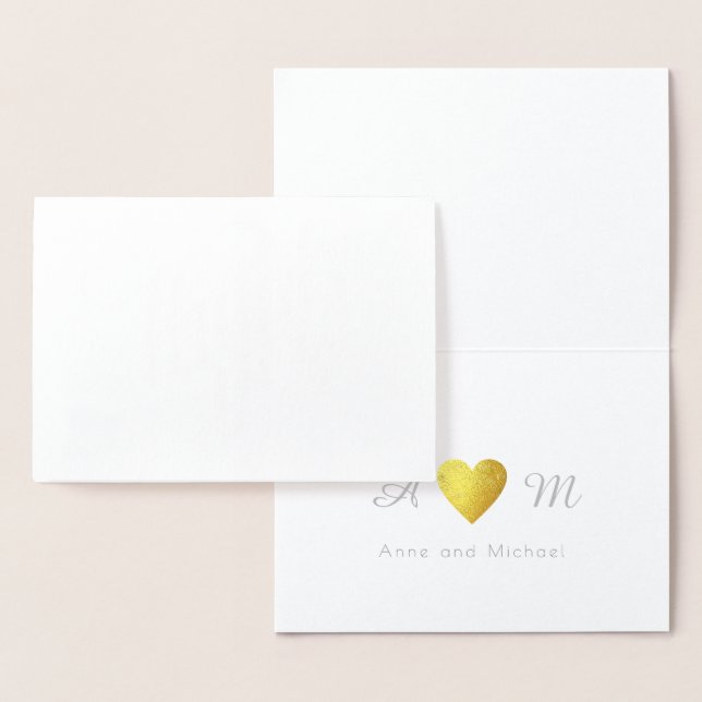 Tarjeta Con Relieve Metalizado boda monogramado de agradecimiento (Demostración)