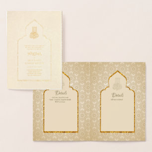 Tarjeta Con Relieve Metalizado Boda Musulmana WALIMA Nikah