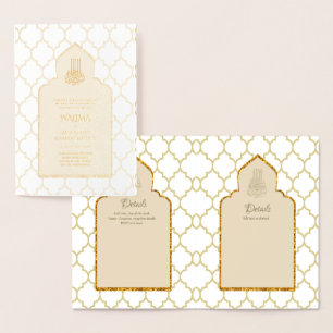 Tarjeta Con Relieve Metalizado Boda Musulmana WALIMA Nikah