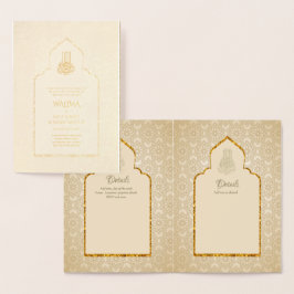 Tarjeta Con Relieve Metalizado Boda Musulmana WALIMA Nikah