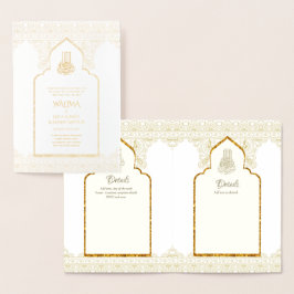 Tarjeta Con Relieve Metalizado Boda Musulmana WALIMA Nikah