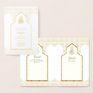 Tarjeta Con Relieve Metalizado Boda Musulmana WALIMA Nikah
