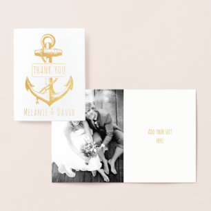 Tarjeta Con Relieve Metalizado Boda náutico de anclaje de época dorado