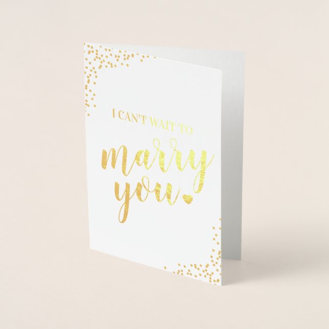 Tarjeta Con Relieve Metalizado Boda, no puedo esperar a casarme contigo (Anverso)