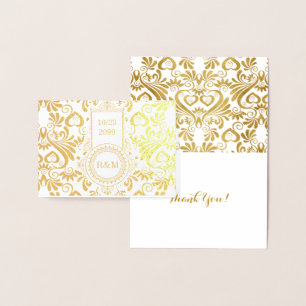 Tarjeta Con Relieve Metalizado Boda Swirls of Gold All Personalizado Textos