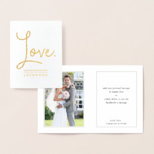 Tarjeta Con Relieve Metalizado BODA THANKS pareja recién casados amor moderno de