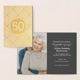 Tarjeta Con Relieve Metalizado Bodas de Oro 50 Aniversario
