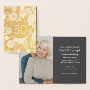 Tarjeta Con Relieve Metalizado Bodas de Oro 50 Aniversario