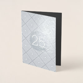 Tarjeta Con Relieve Metalizado Bodas de Plata 25 Aniversario
