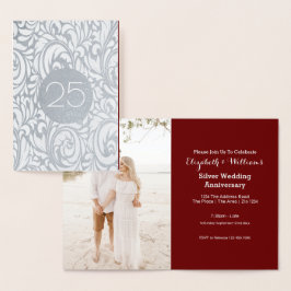 Tarjeta Con Relieve Metalizado Bodas de Plata 25 Aniversario