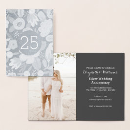 Tarjeta Con Relieve Metalizado Bodas de Plata 25 Aniversario