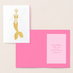 Tarjeta Con Relieve Metalizado Bonito Fantasía Rosa Sirvienta Personalizado Cumpl