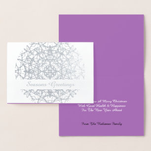 Tarjeta Con Relieve Metalizado Bonito Lacy Flower Circle Xmas Temporadas Saludos