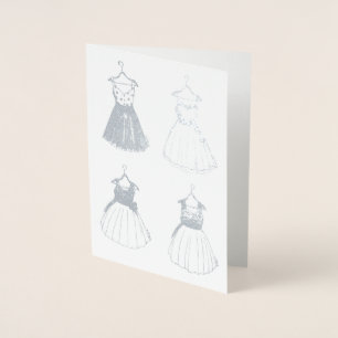 Tarjeta Con Relieve Metalizado Bonito Vestido Fiesta Retro Vintage Moda de los añ