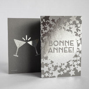 Tarjeta Con Relieve Metalizado Bonne Année - Año Nuevo francés