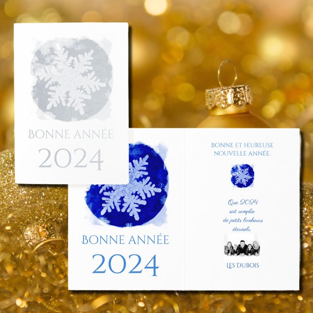 Tarjeta Con Relieve Metalizado Bonne Annee - copo de nieve - plata 2025 (Subido por el creador)