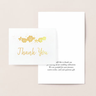 Tarjeta Con Relieve Metalizado Borde floral Gracias