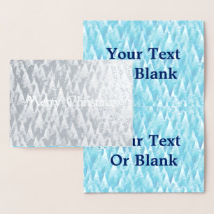 Tarjeta Con Relieve Metalizado Bosque fractal azul