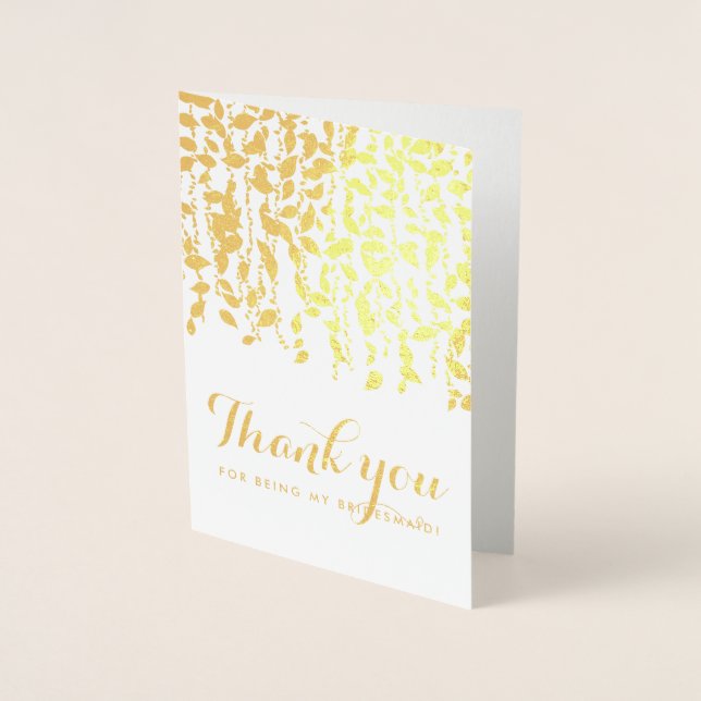 Tarjeta Con Relieve Metalizado Bridal Gracias Novia Gold Greenerenery (Anverso)