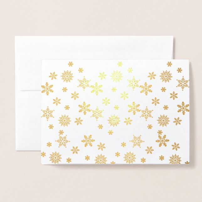 Tarjeta Con Relieve Metalizado Brillantes De Nieve De Oro (Anverso con sobre)
