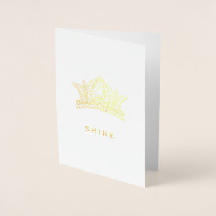 Tarjeta Con Relieve Metalizado Brillo de Corona Vintage