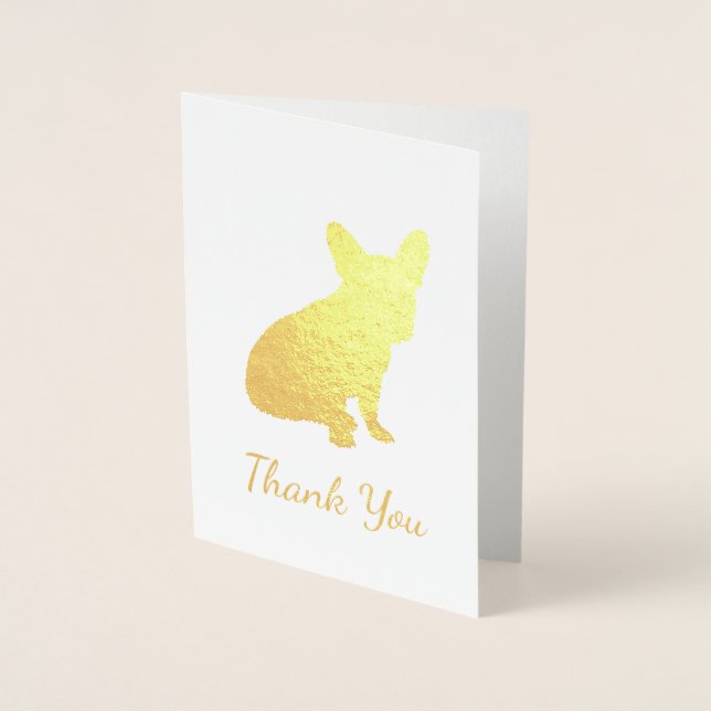Tarjeta Con Relieve Metalizado Bulldog francés Baby Shower Frenchie (Anverso)