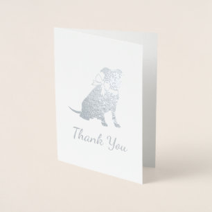 Tarjeta Con Relieve Metalizado Bulldog Silver Pit Chica Baby Shower Pitbull