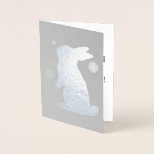 Tarjeta Con Relieve Metalizado Bunny in the Snow