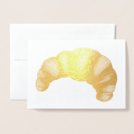 Tarjeta Con Relieve Metalizado Buttery Flaky Golden Croissant French Pastry Food