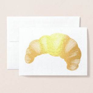 Tarjeta Con Relieve Metalizado Buttery Flaky Golden Croissant French Pastry Food