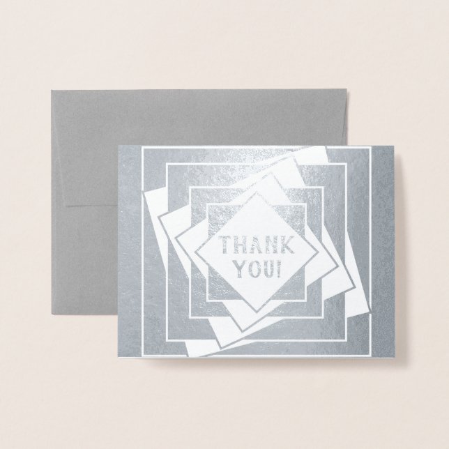 Tarjeta Con Relieve Metalizado Cajas inclinadas Gracias (Anverso con sobre)