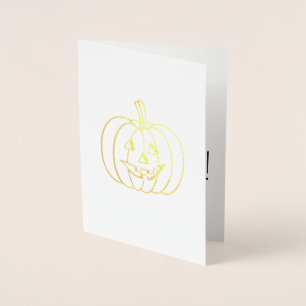 Tarjeta Con Relieve Metalizado Calabaza feliz de Halloween
