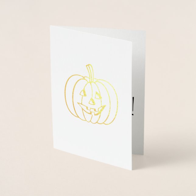 Tarjeta Con Relieve Metalizado Calabaza feliz de Halloween (Anverso)